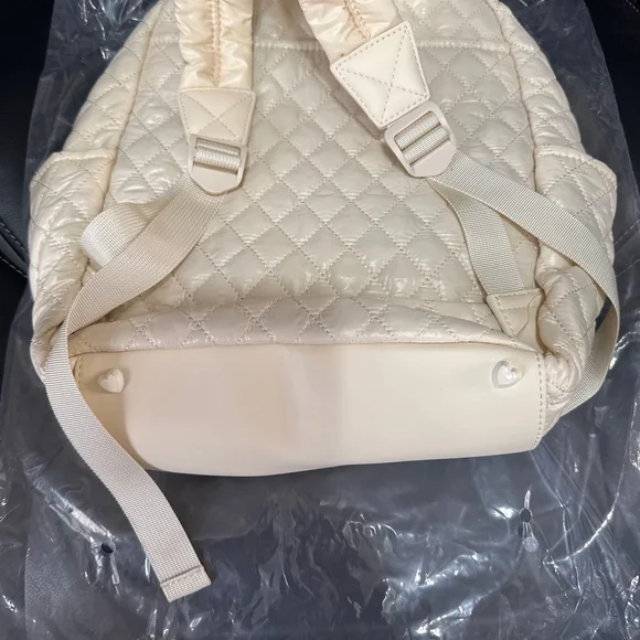 Heartlove by Charo Off-White Quilted Backpack with Adjustable Straps - Picture 3 of 10